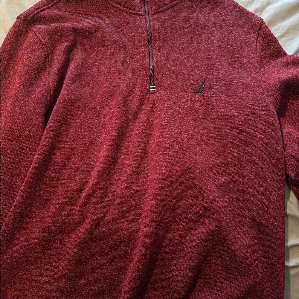 Nautica Men's Burgundy Zip-Up Sweater